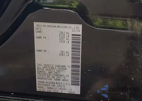 2024 Nissan Altima Sr Fwd из США, поврежденный, VIN 1N4BL4CV2RN405135